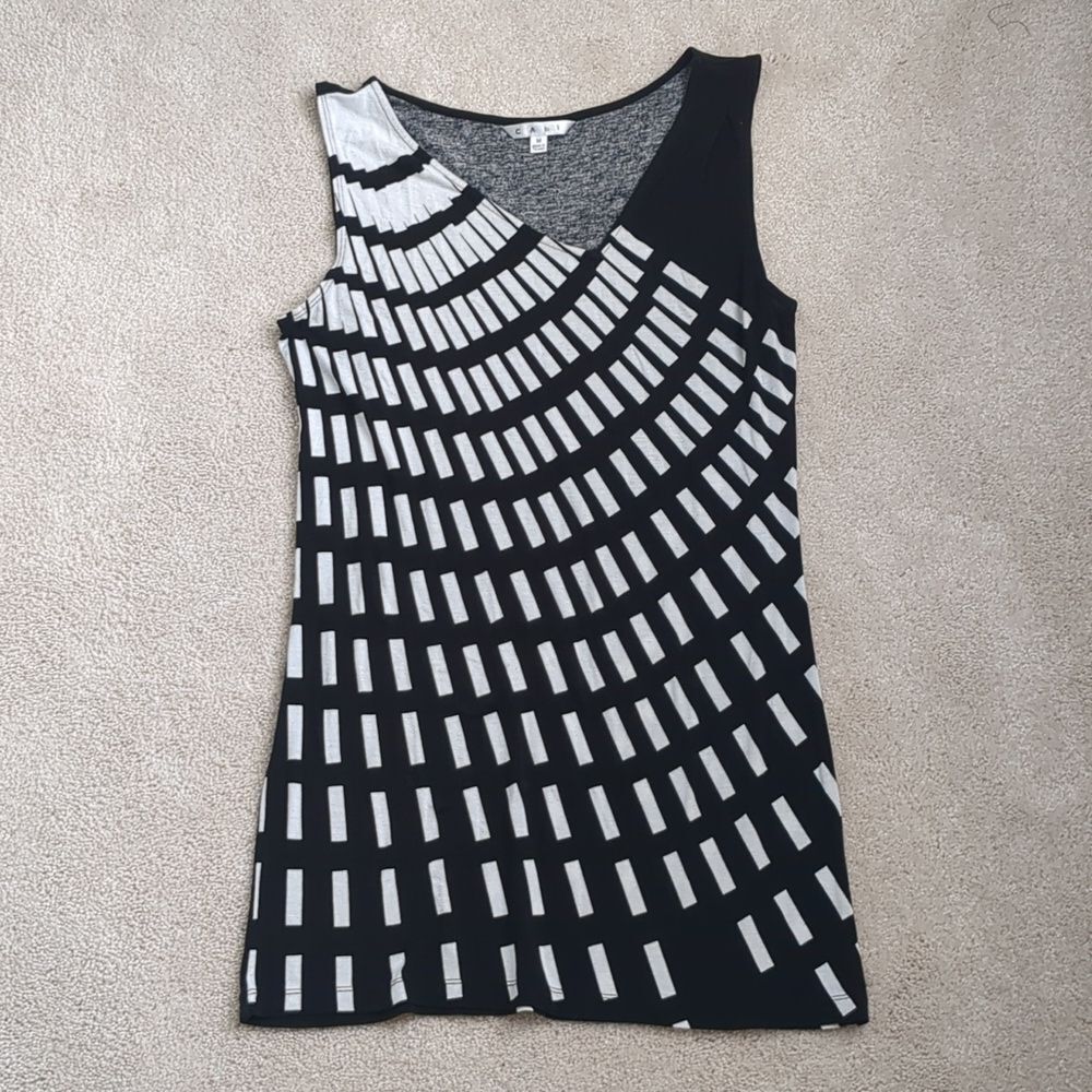 Cabi Radiant Black and White Tunic Tank Size M